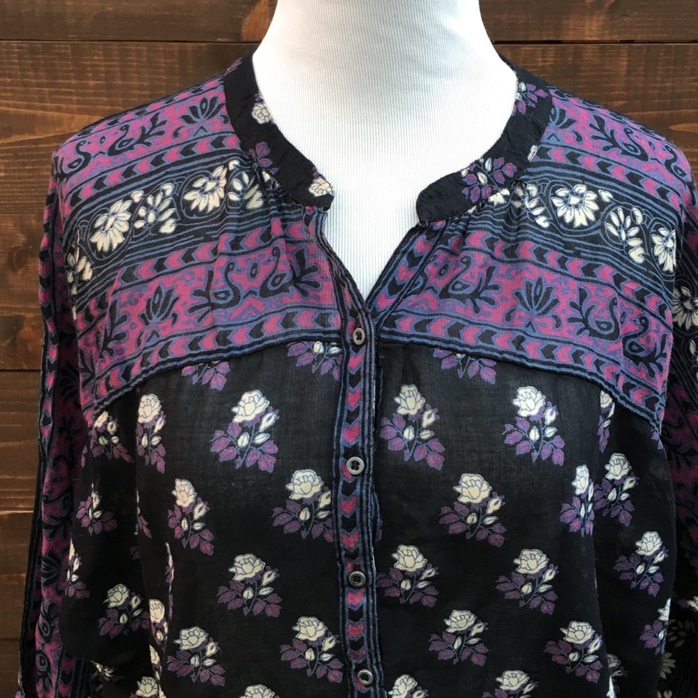 Free People Rose Print Tunic Top - Picture 2 of 4